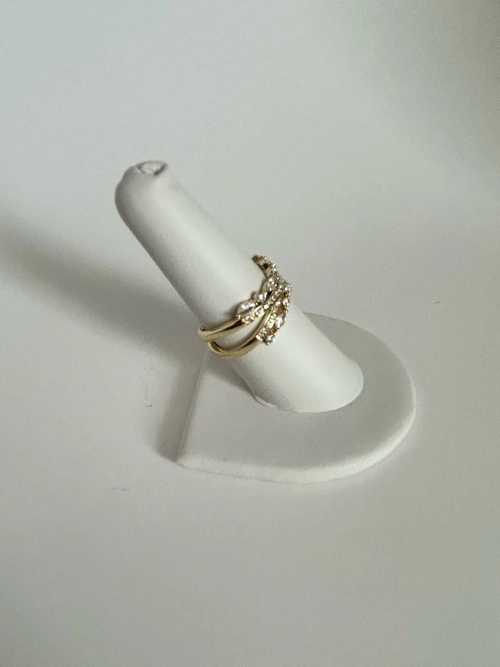 Charter Club Gold Plated Cubic Zirconia Crossover Ring Size 8